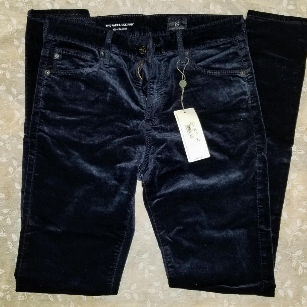 AG JEANS THE FARRAH AFTER DARK VELVET HIGH-RISE